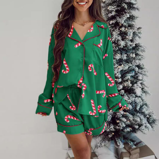 Loose-Fit Christmas Pajama Set – Candy Cane Holiday Comfort