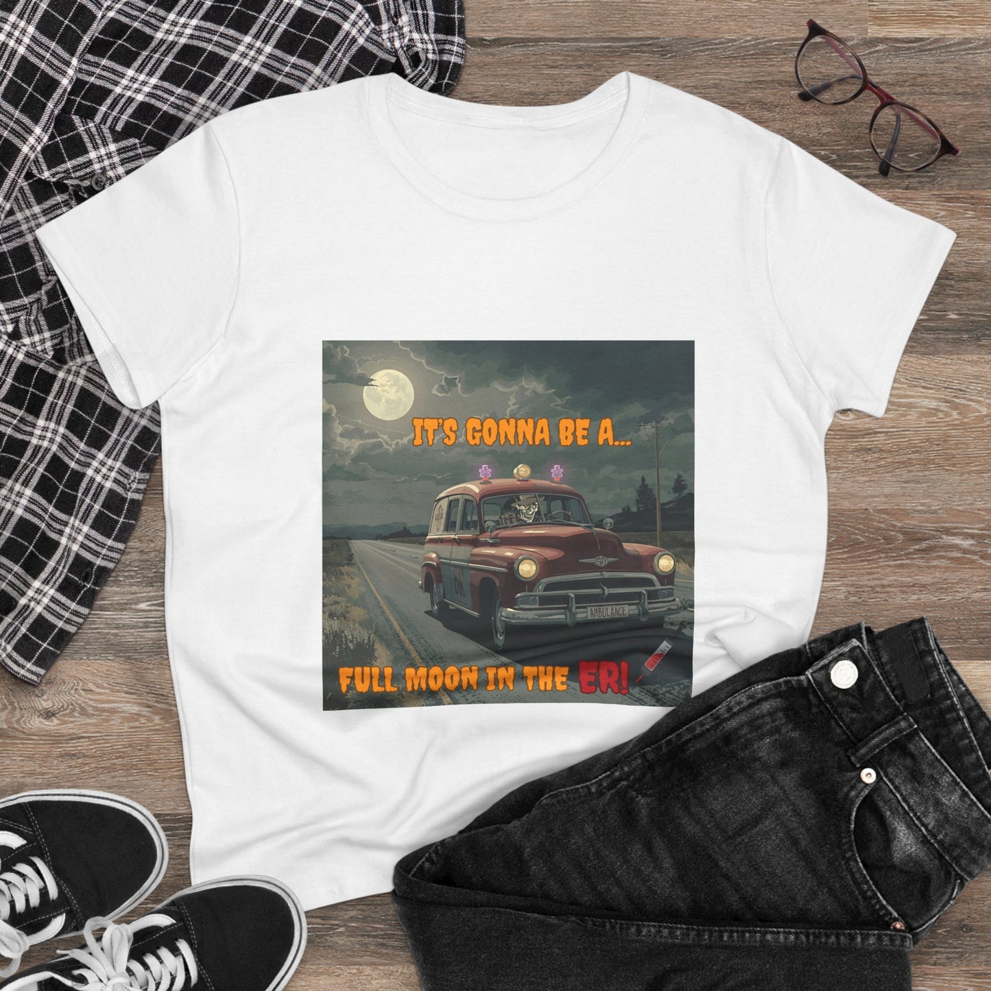 Cotton Tee Vintage Halloween Ambulance Shirt