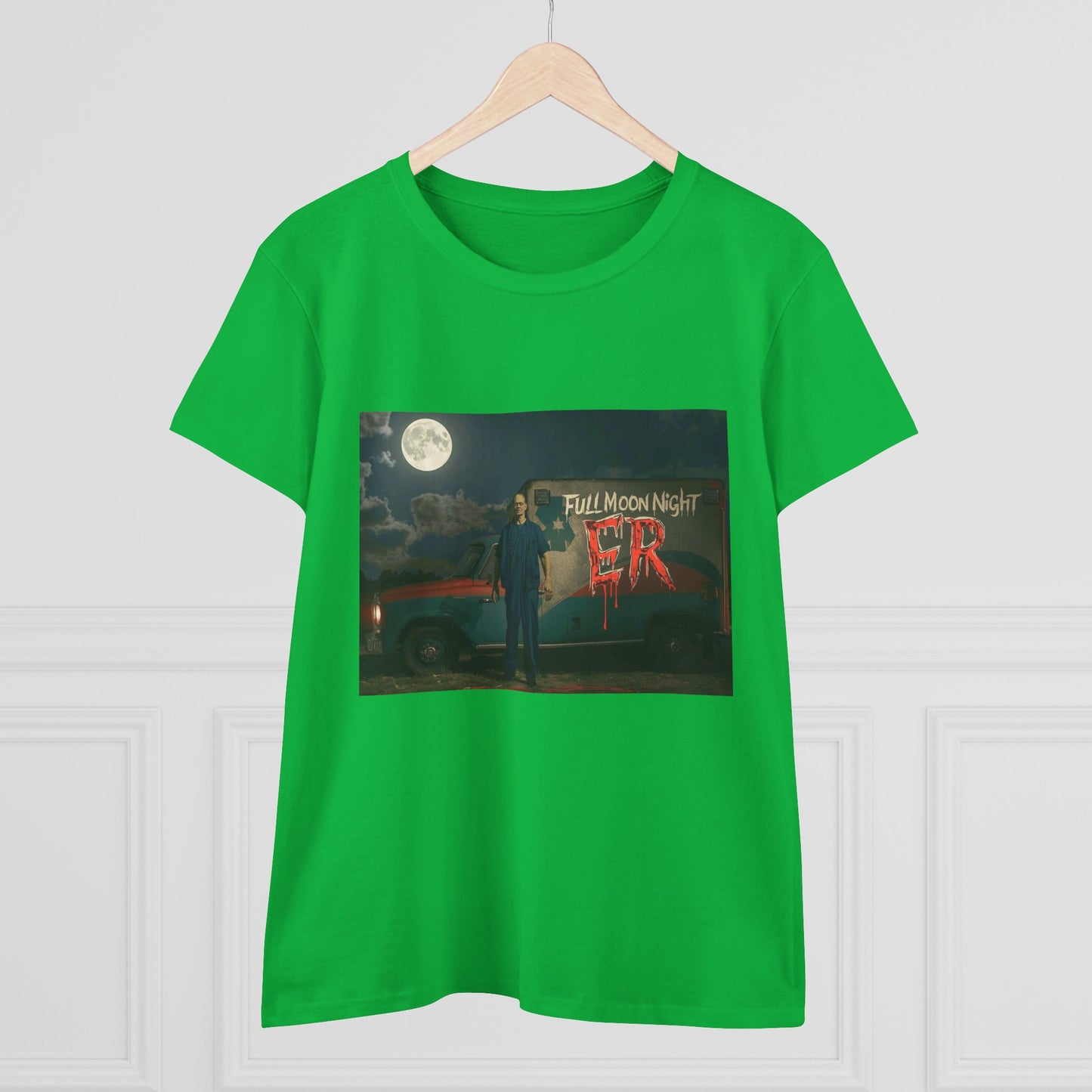 Full Moon Night Women's Cotton Tee, Halloween Shirt, Graphic Tee, Eco-Friendly Clothing, Casual Wear, Gift for Her