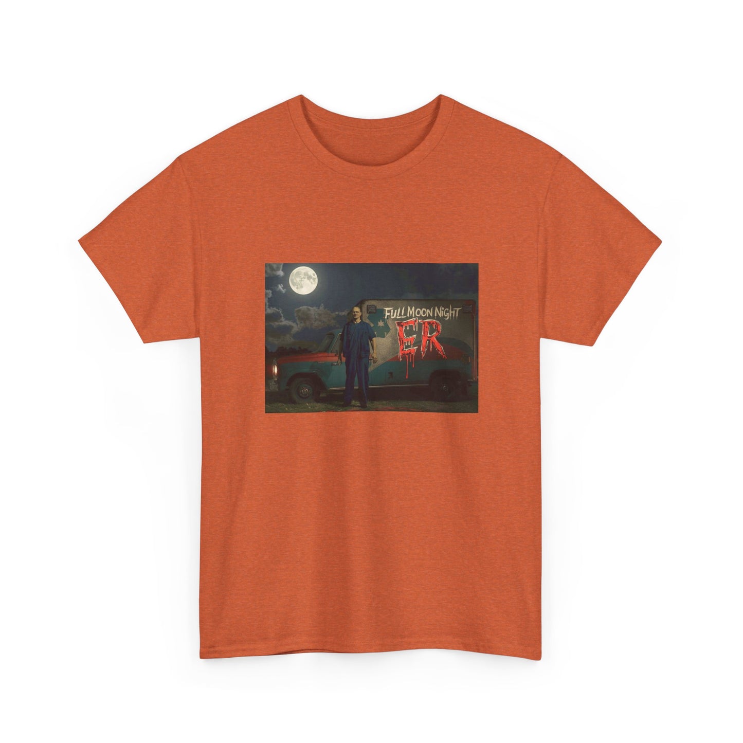 Full Moon Night Unisex Heavy Cotton Tee | Halloween Shirt, Graphic Tee, Gift for Night Owls, Horror Fans, Spooky Vibes