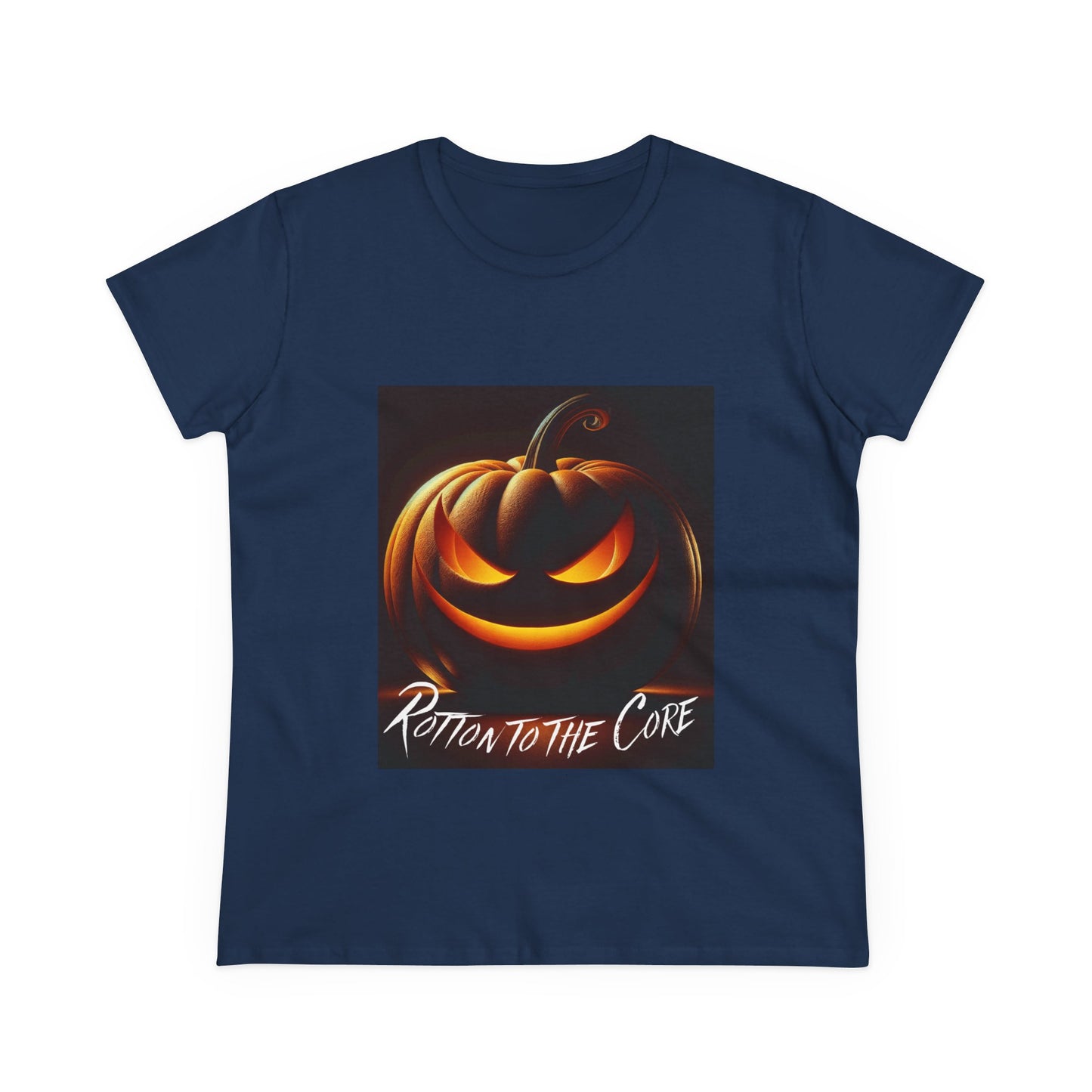Women's Halloween T-Shirt - "Rotten to the Core" Pumpkin Tee, Fall Fashion, Spooky Season, Costume Party, Gift for Her