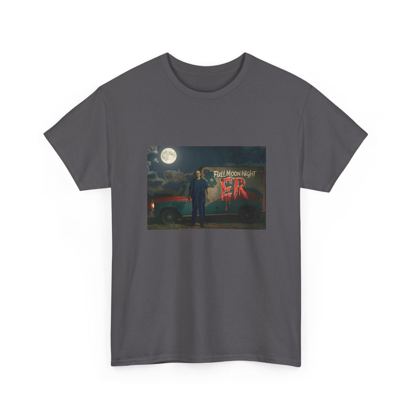 Full Moon Night Unisex Heavy Cotton Tee | Halloween Shirt, Graphic Tee, Gift for Night Owls, Horror Fans, Spooky Vibes