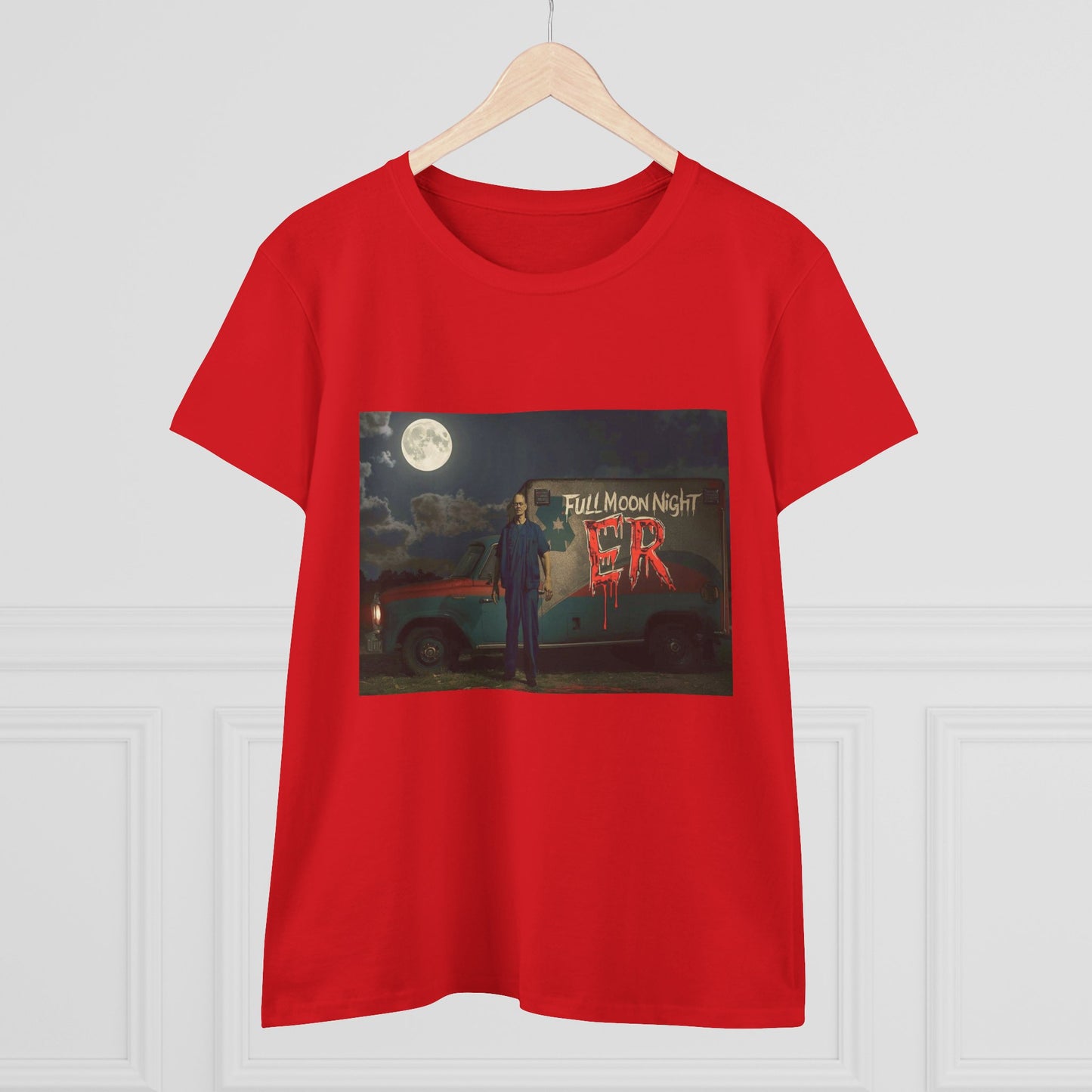 Full Moon Night Women's Cotton Tee, Halloween Shirt, Graphic Tee, Eco-Friendly Clothing, Casual Wear, Gift for Her