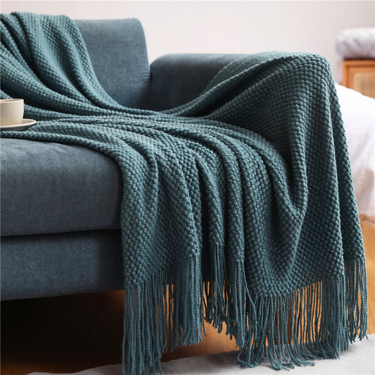 Pineapple Grid Knitted Sofa Blanket – Soft, Cozy & Stylish