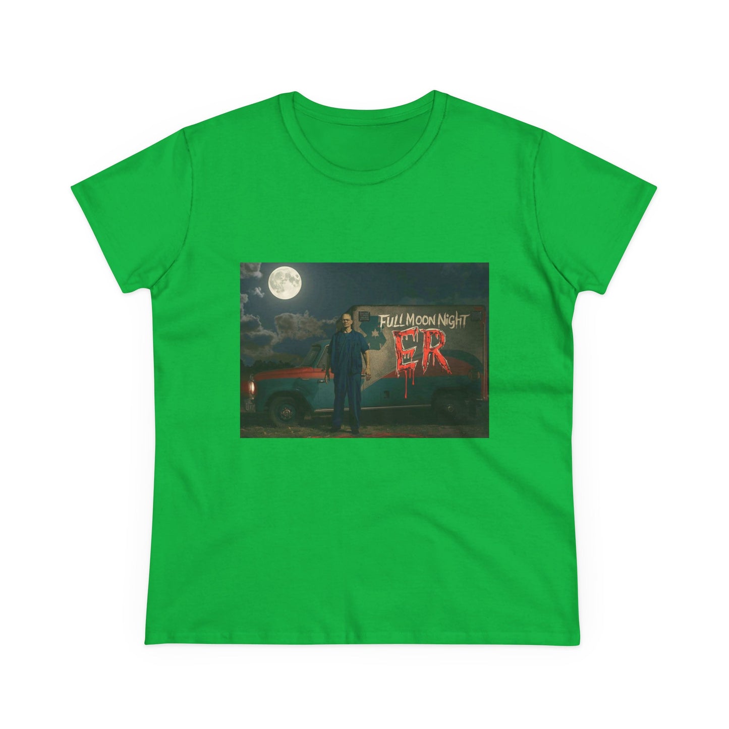 Full Moon Night Women's Cotton Tee, Halloween Shirt, Graphic Tee, Eco-Friendly Clothing, Casual Wear, Gift for Her