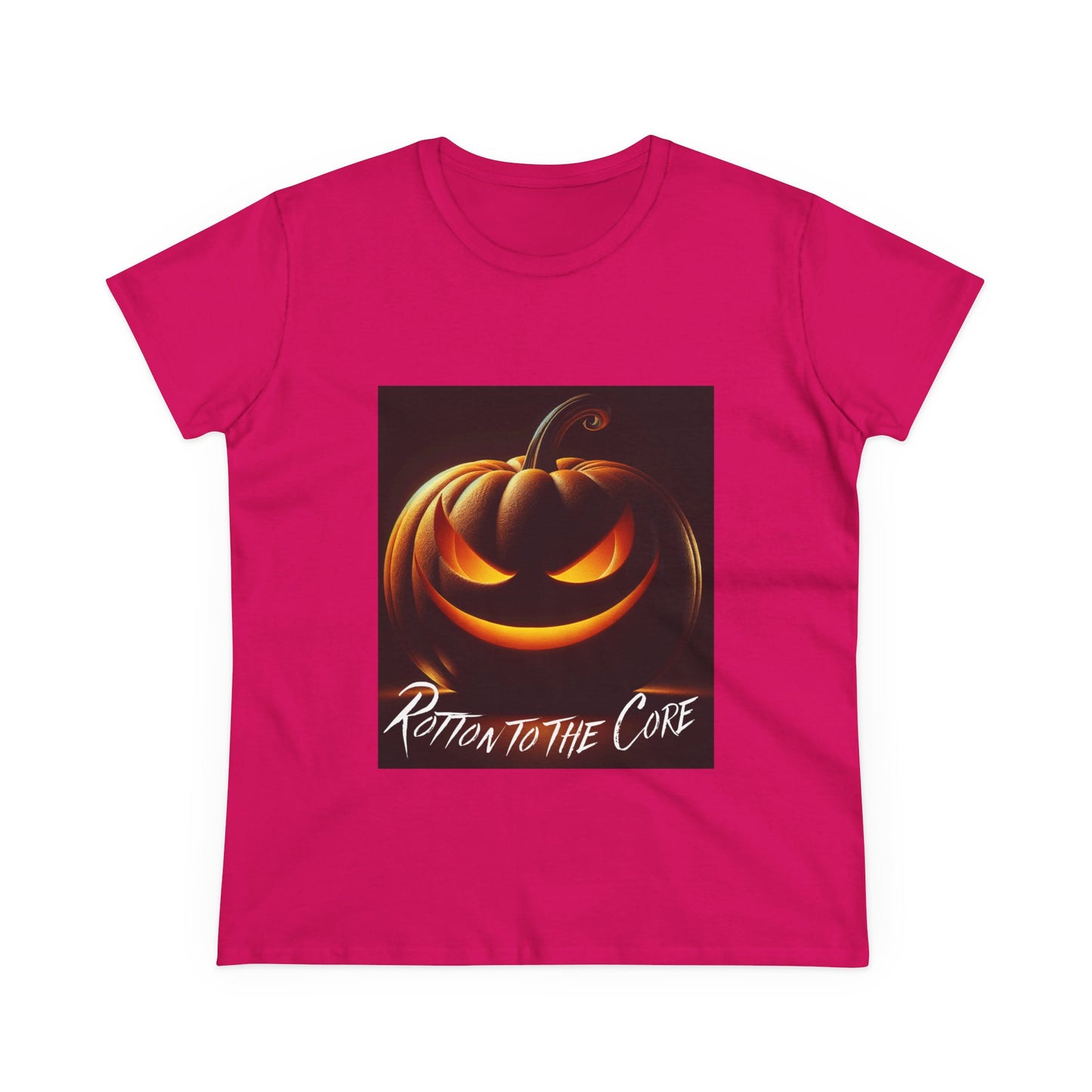 Women's Halloween T-Shirt - "Rotten to the Core" Pumpkin Tee, Fall Fashion, Spooky Season, Costume Party, Gift for Her