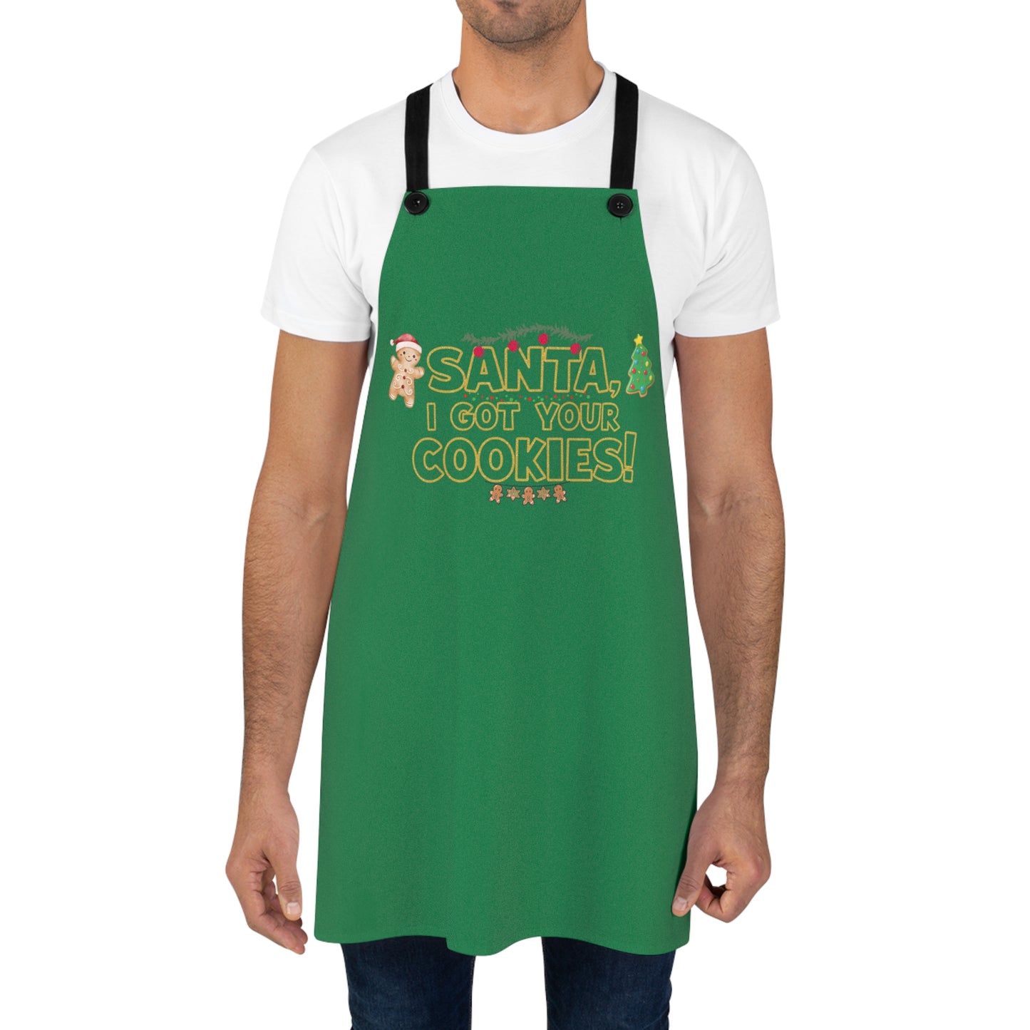 Santa Cookie Apron, Festive Baking Apron, Holiday Apron Gift, Christmas Cooking Gear, Cute Kitchen Accessory