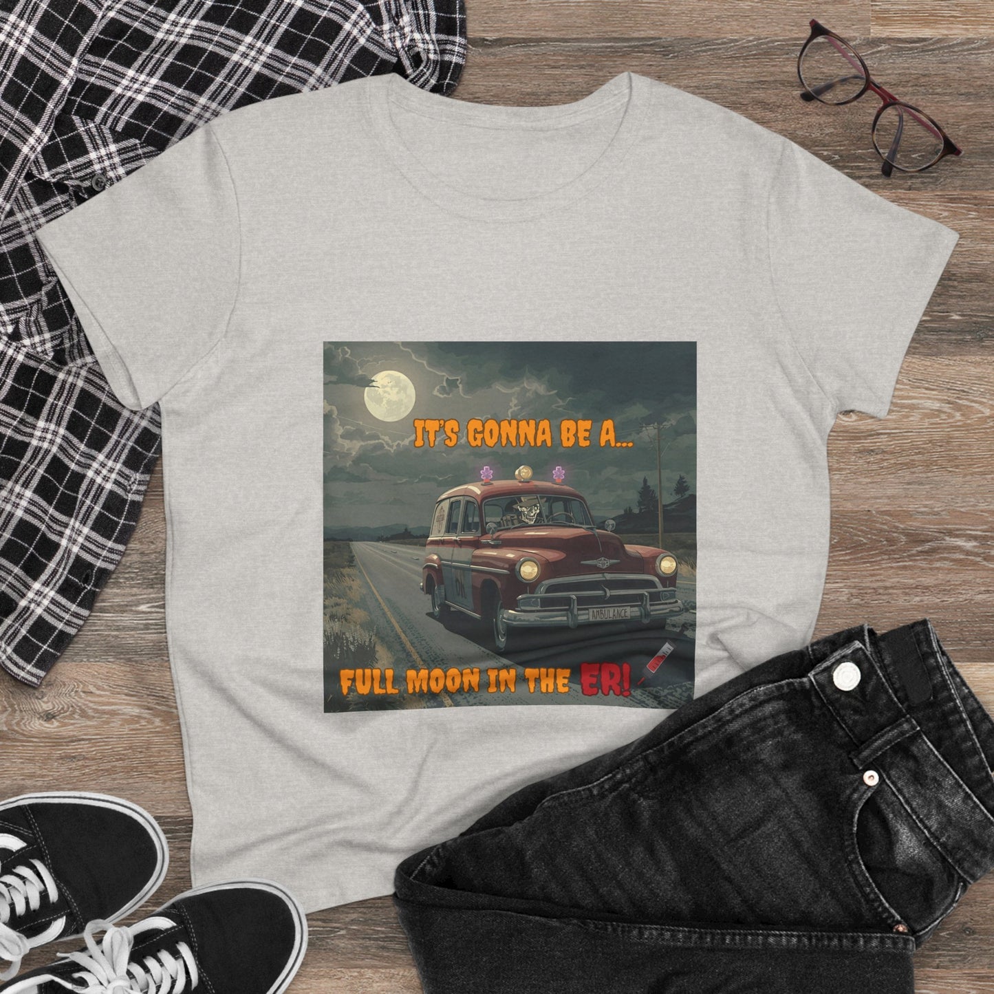 Cotton Tee Vintage Halloween Ambulance Shirt