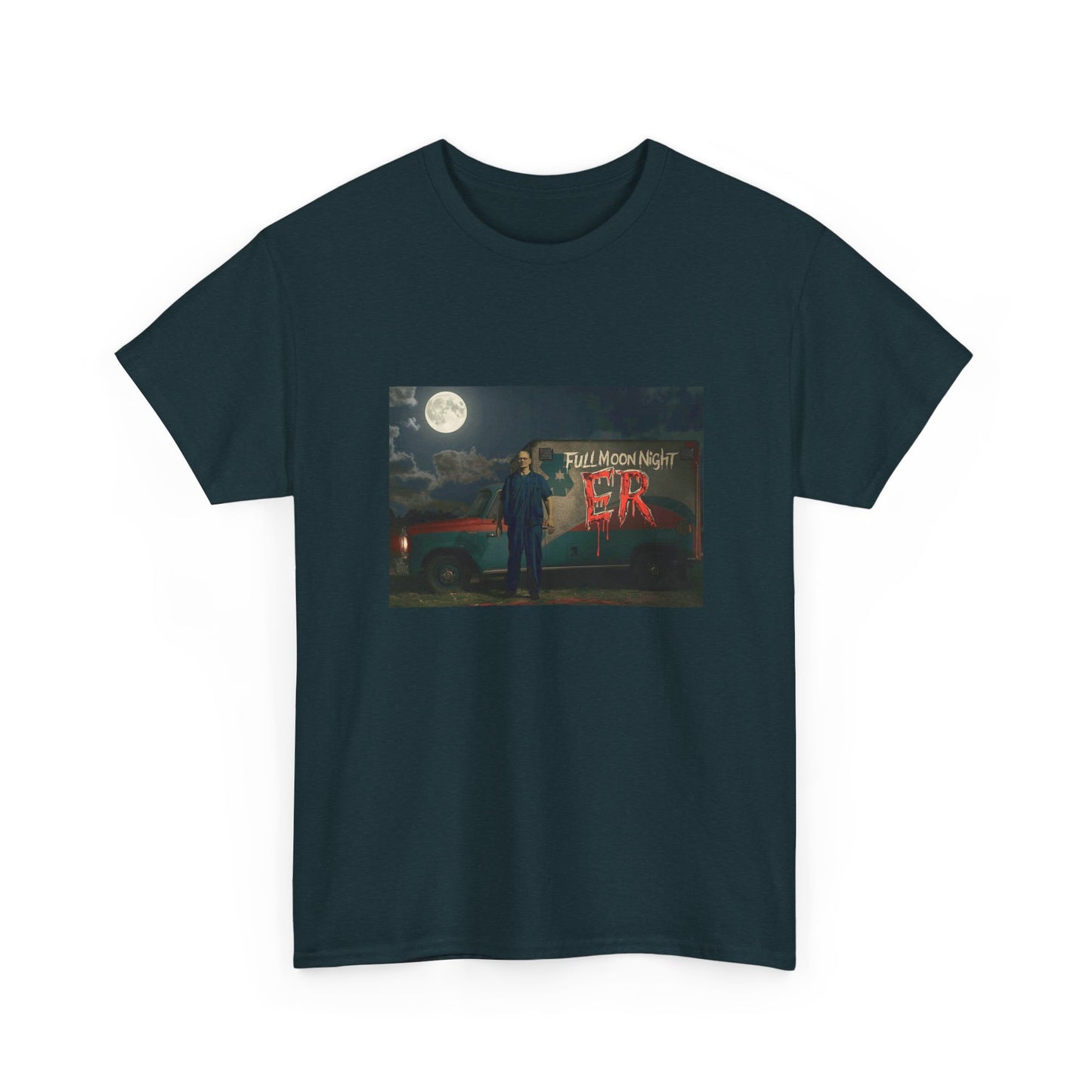 Full Moon Night Unisex Heavy Cotton Tee | Halloween Shirt, Graphic Tee, Gift for Night Owls, Horror Fans, Spooky Vibes