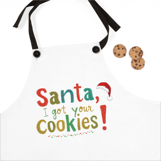 Festive Cookie Baker's Apron | Santa, I Got Your Cookies! | Holiday Baking, Christmas Gift, Kitchen Accessory, Funny Apron