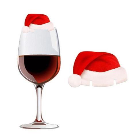 10Pcs Lot Paper Red Christmas Hat Wine Champagne Tipple Cup Card Christmas Party Table Decor DIY Decorations For Home