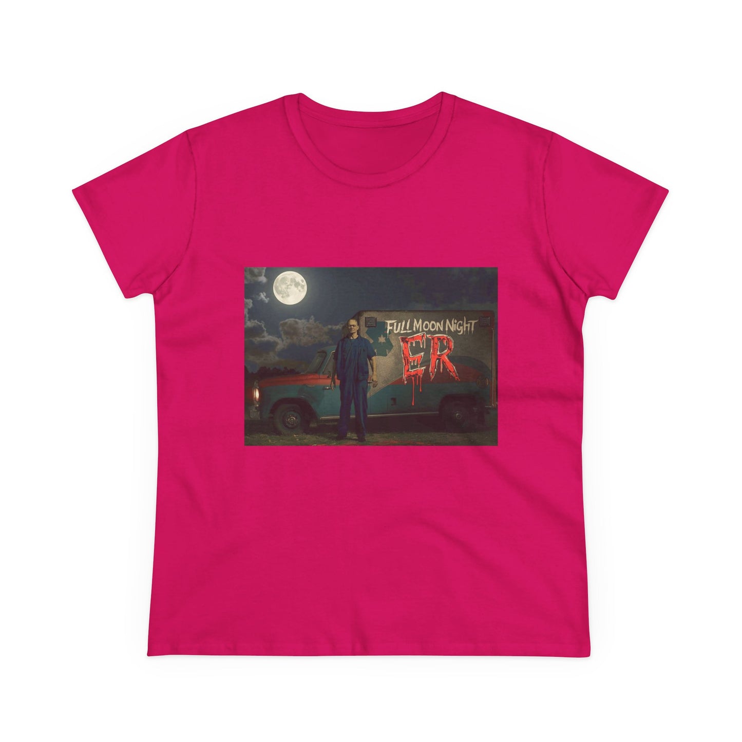 Full Moon Night Women's Cotton Tee, Halloween Shirt, Graphic Tee, Eco-Friendly Clothing, Casual Wear, Gift for Her