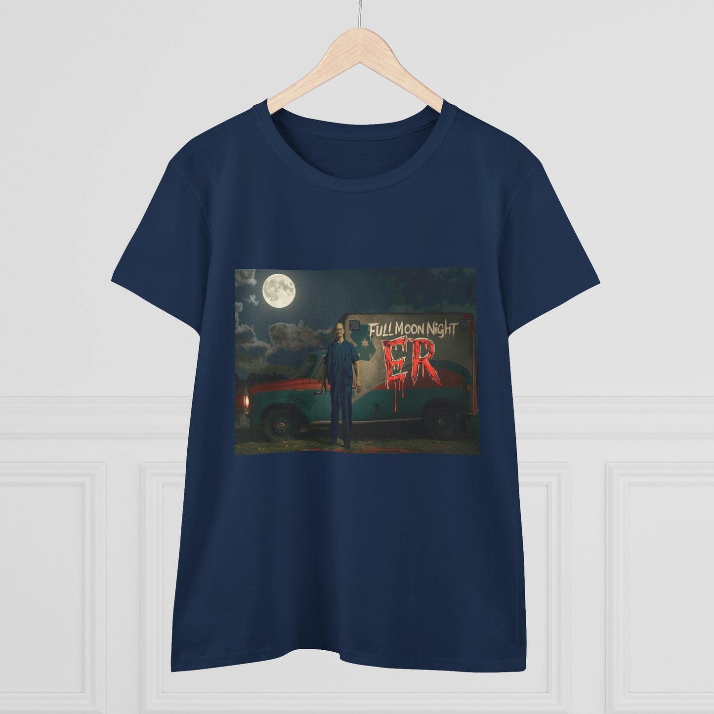 Full Moon Night Women's Cotton Tee, Halloween Shirt, Graphic Tee, Eco-Friendly Clothing, Casual Wear, Gift for Her
