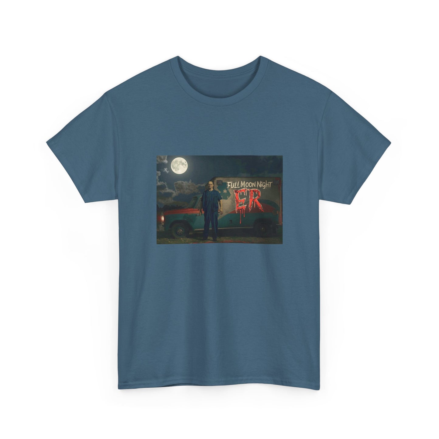 Full Moon Night Unisex Heavy Cotton Tee | Halloween Shirt, Graphic Tee, Gift for Night Owls, Horror Fans, Spooky Vibes