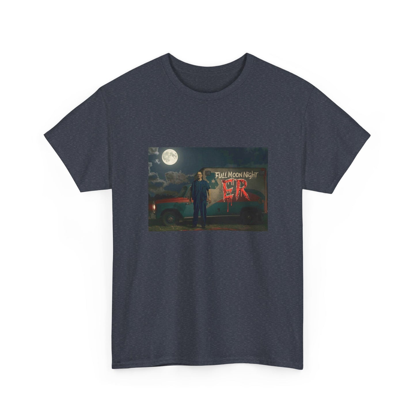 Full Moon Night Unisex Heavy Cotton Tee | Halloween Shirt, Graphic Tee, Gift for Night Owls, Horror Fans, Spooky Vibes