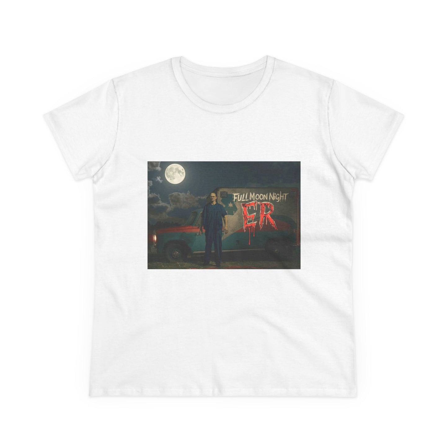 Full Moon Night Women's Cotton Tee, Halloween Shirt, Graphic Tee, Eco-Friendly Clothing, Casual Wear, Gift for Her