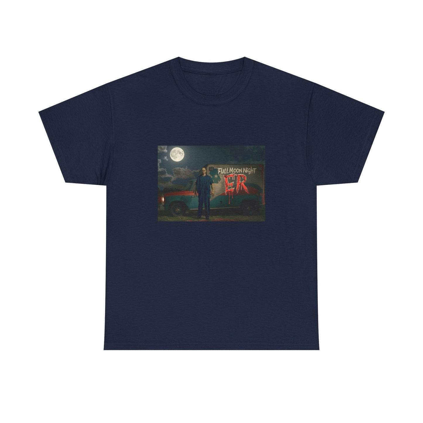 Full Moon Night Unisex Heavy Cotton Tee | Halloween Shirt, Graphic Tee, Gift for Night Owls, Horror Fans, Spooky Vibes