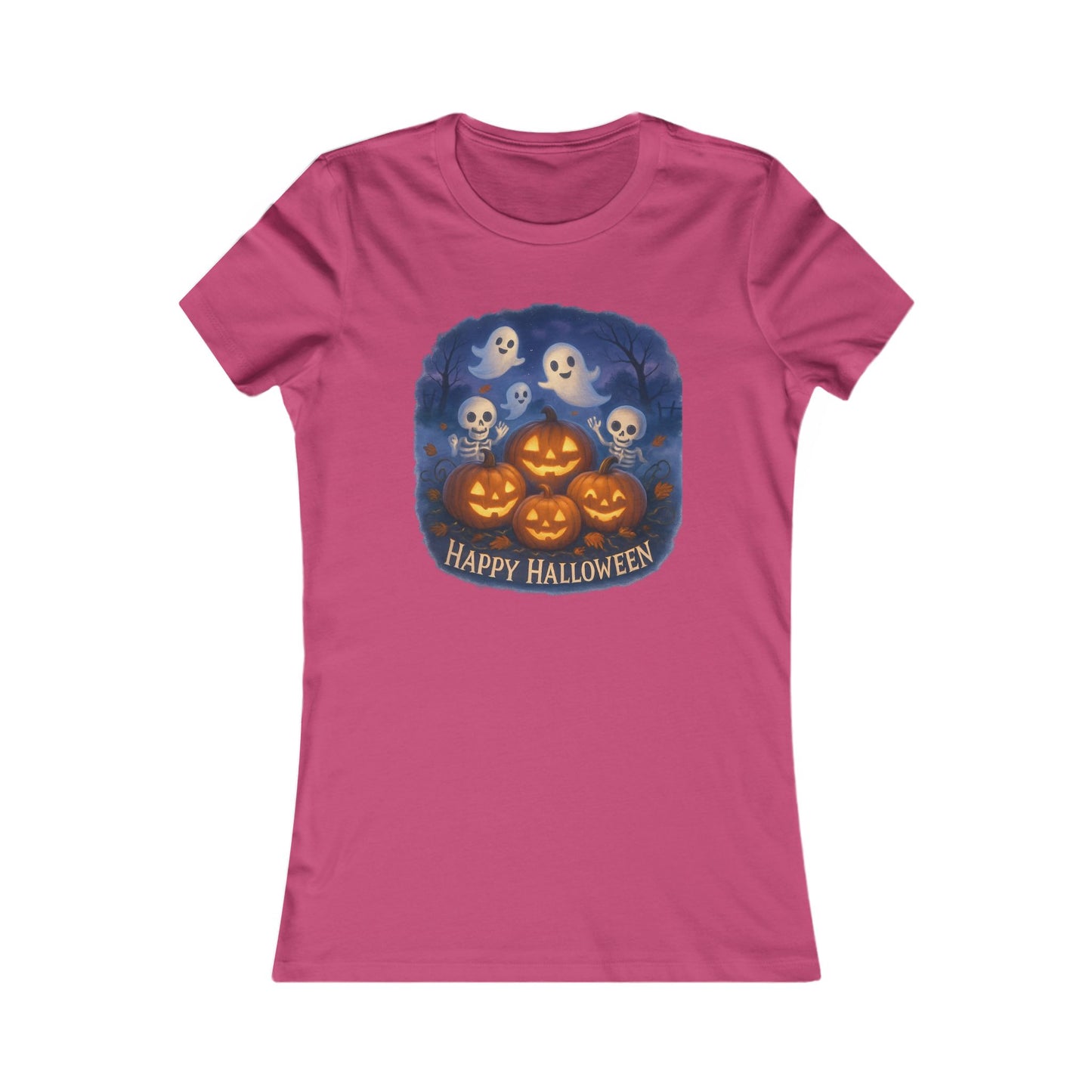 Women's Tee - Halloween Witch Stirring Cauldron in Spooky Forest