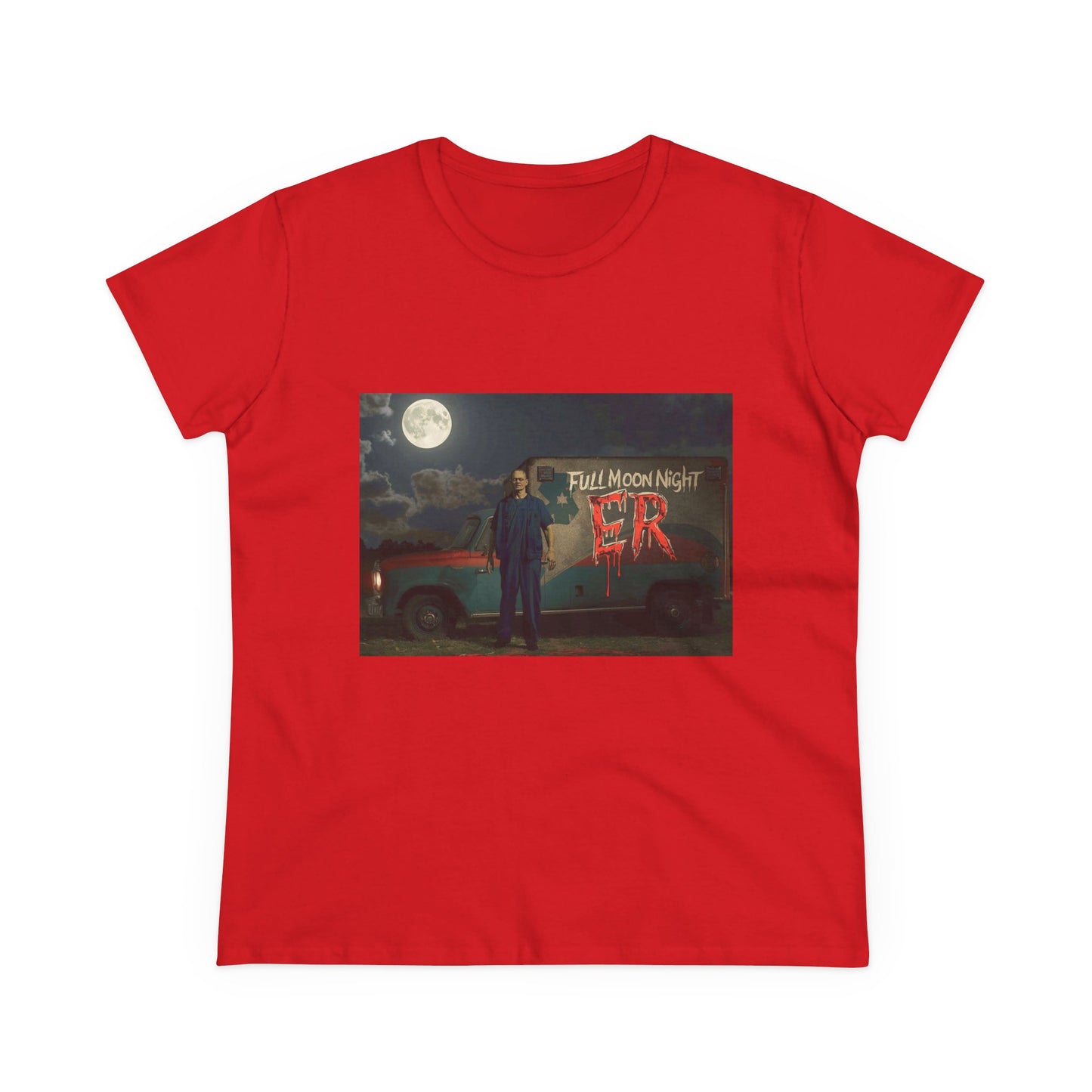 Full Moon Night Women's Cotton Tee, Halloween Shirt, Graphic Tee, Eco-Friendly Clothing, Casual Wear, Gift for Her