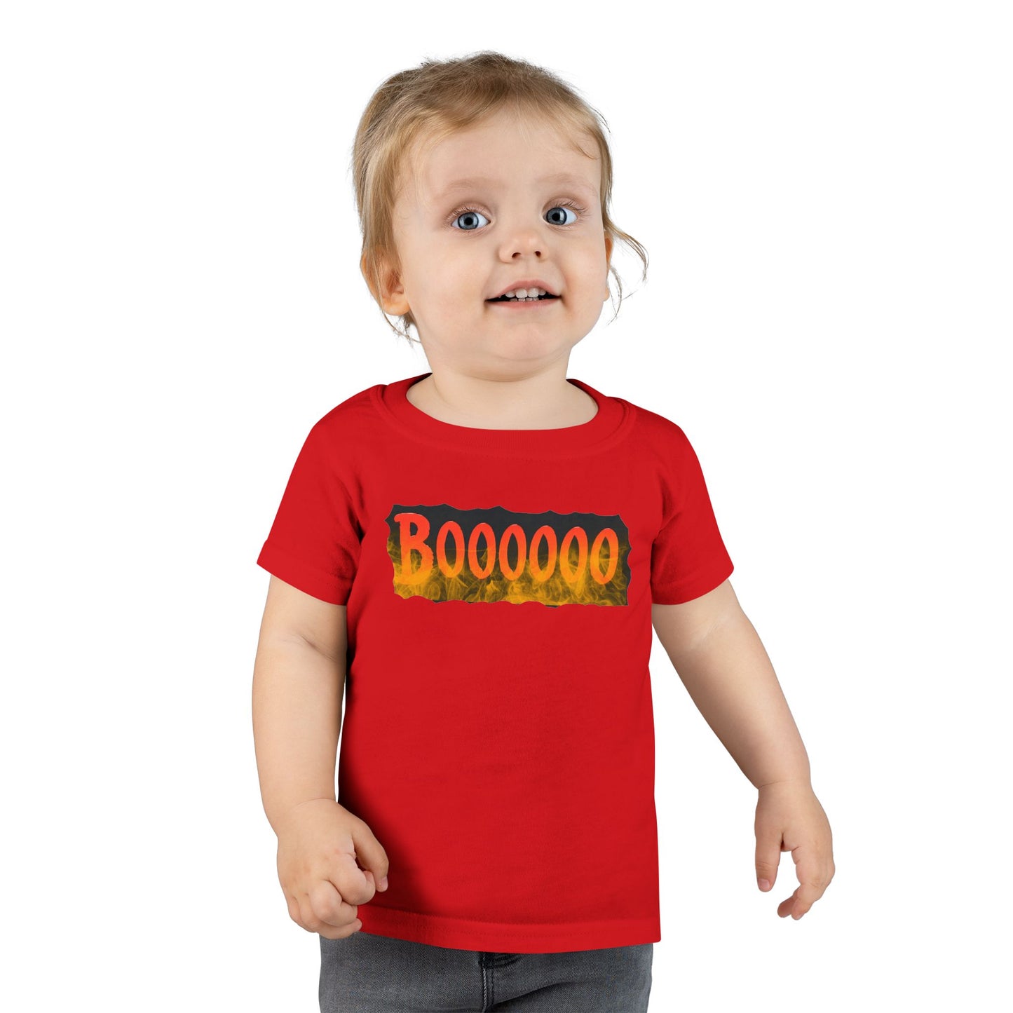 Toddler T-shirt with Halloween 'Boooo' Flames Design