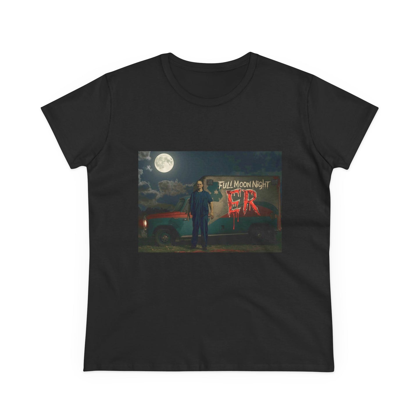 Full Moon Night Women's Cotton Tee, Halloween Shirt, Graphic Tee, Eco-Friendly Clothing, Casual Wear, Gift for Her