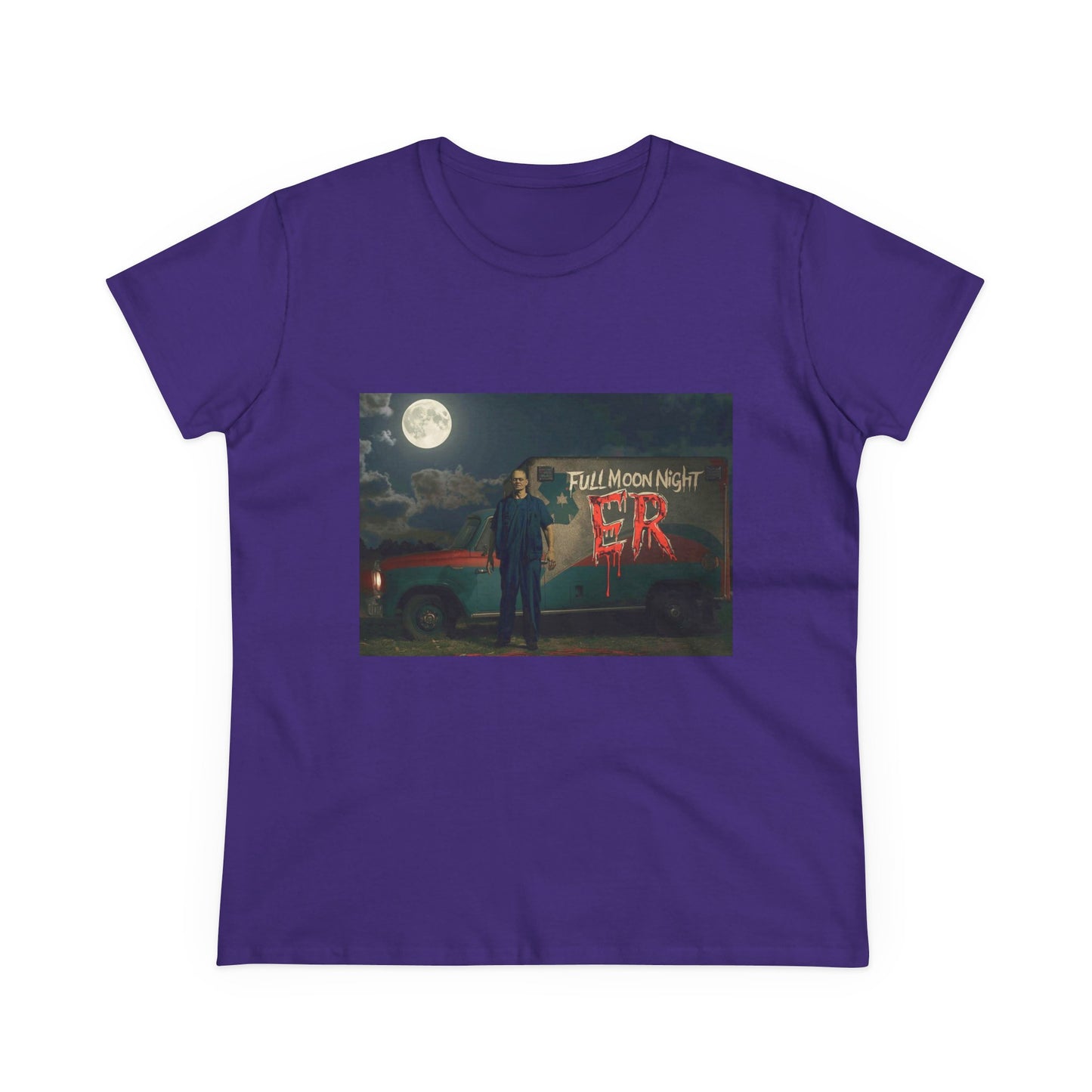 Full Moon Night Women's Cotton Tee, Halloween Shirt, Graphic Tee, Eco-Friendly Clothing, Casual Wear, Gift for Her