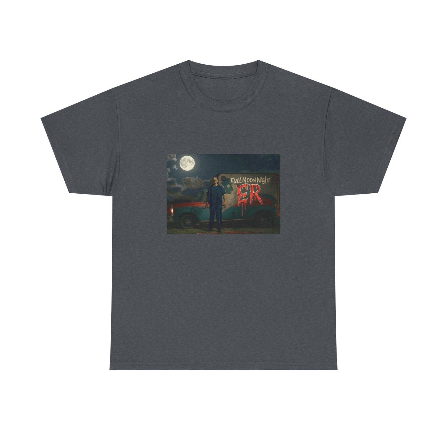 Full Moon Night Unisex Heavy Cotton Tee | Halloween Shirt, Graphic Tee, Gift for Night Owls, Horror Fans, Spooky Vibes