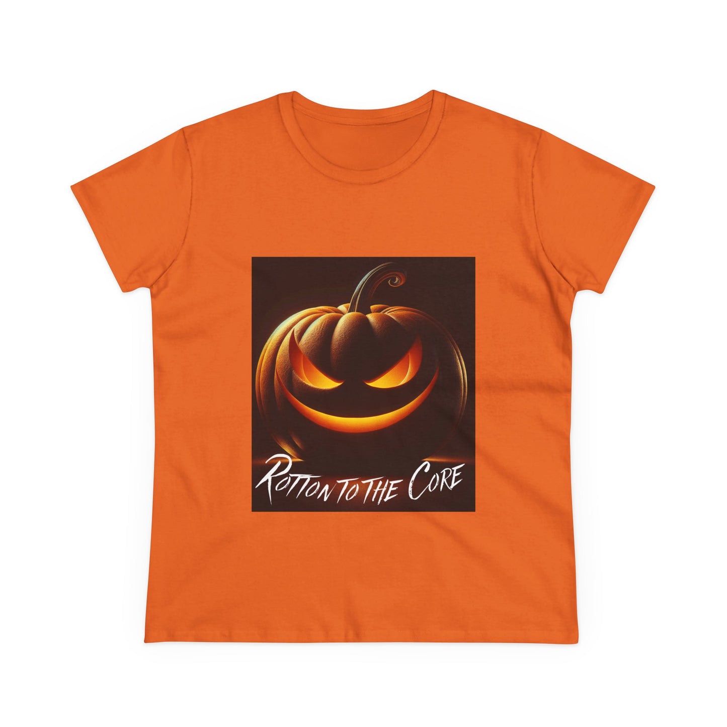 Women's Halloween T-Shirt - "Rotten to the Core" Pumpkin Tee, Fall Fashion, Spooky Season, Costume Party, Gift for Her