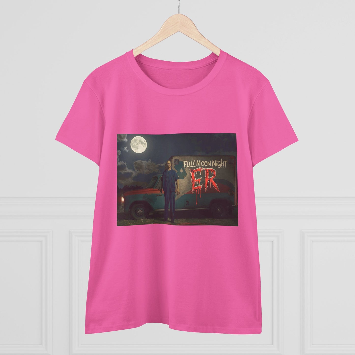 Full Moon Night Women's Cotton Tee, Halloween Shirt, Graphic Tee, Eco-Friendly Clothing, Casual Wear, Gift for Her