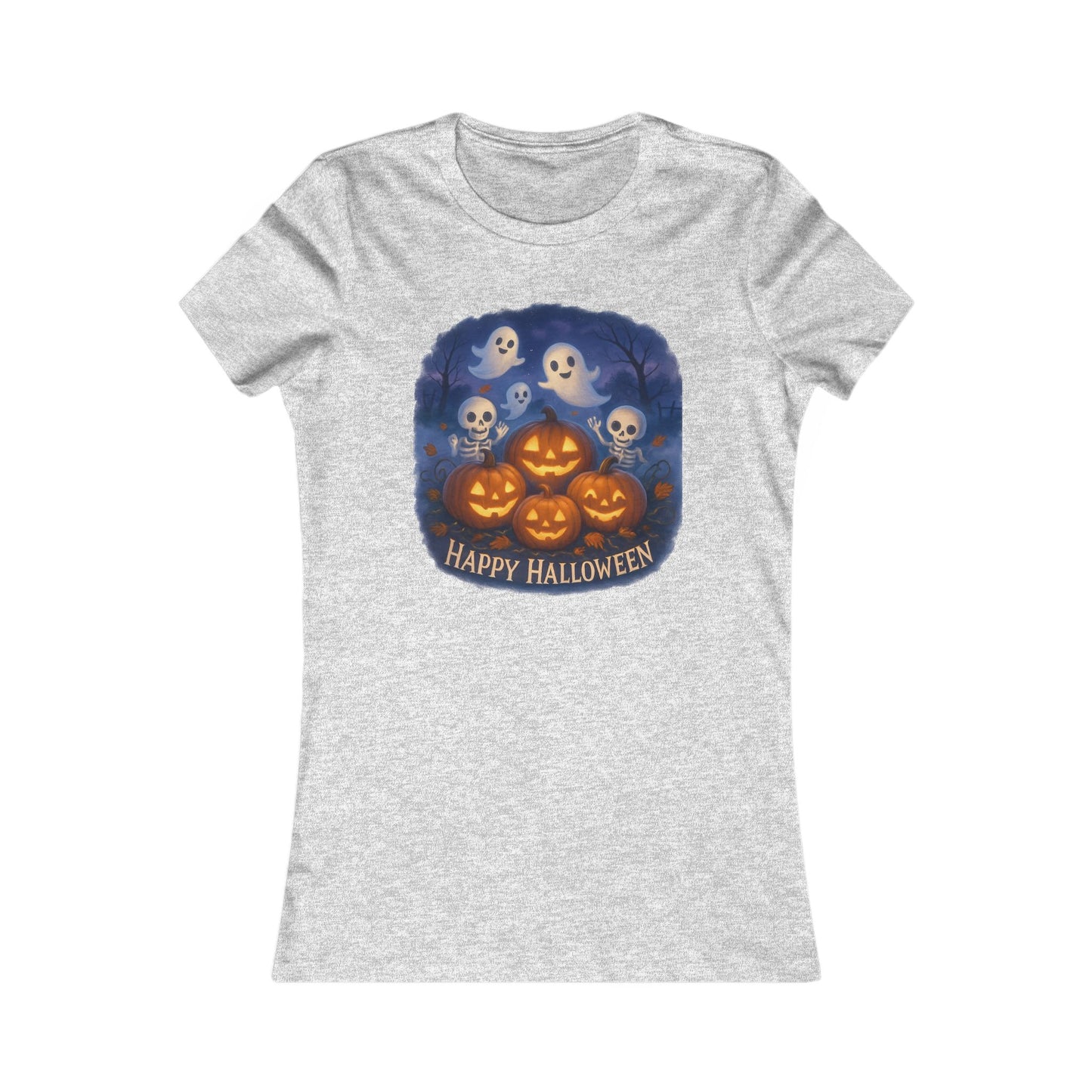 Women's Tee - Halloween Witch Stirring Cauldron in Spooky Forest