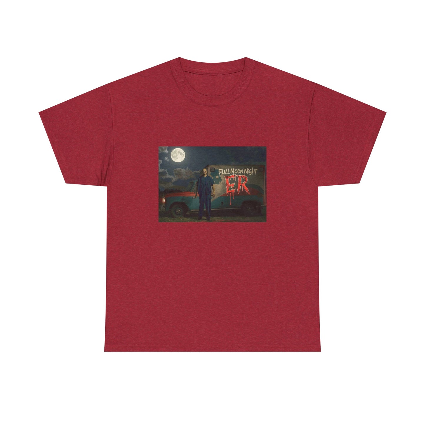 Full Moon Night Unisex Heavy Cotton Tee | Halloween Shirt, Graphic Tee, Gift for Night Owls, Horror Fans, Spooky Vibes