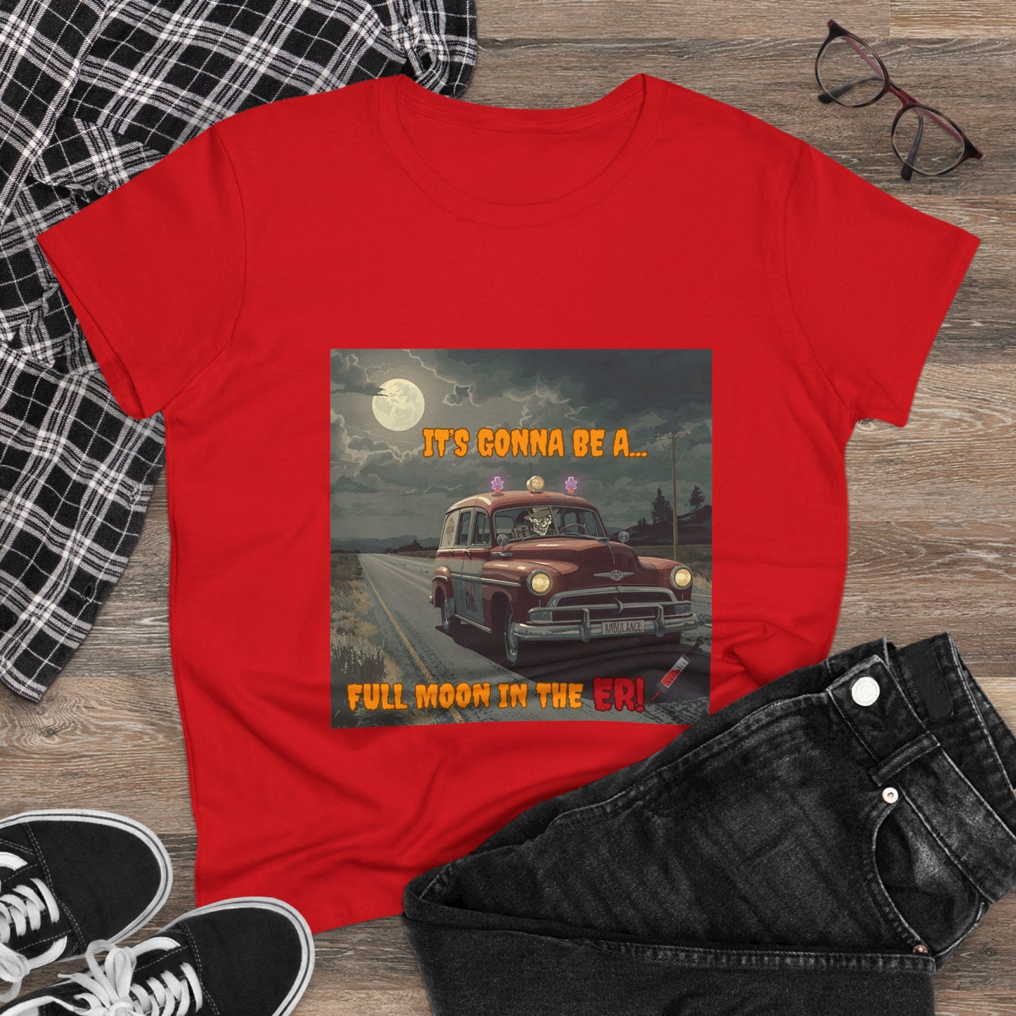 Cotton Tee Vintage Halloween Ambulance Shirt