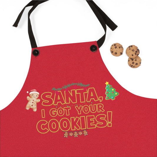 Festive Holiday Apron, Baking Gift for Christmas, Fun Kitchen Decor, Santa Cookie Apron, Holiday Cooking Accessory