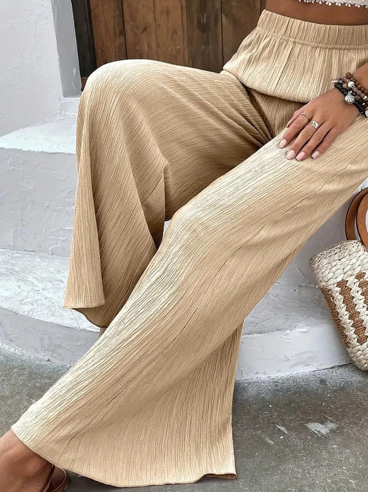 Women's Casual Loose Slimming Crumpled Wide-Leg Pants