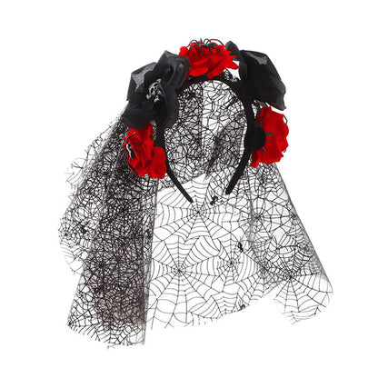 Halloween Floral Spiderweb, Skull, Bat, Pumpkin Headband