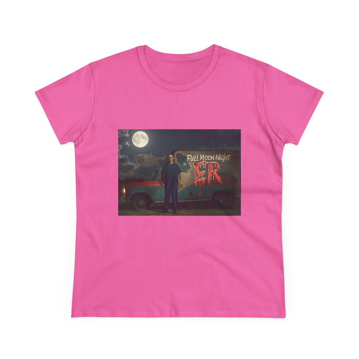 Full Moon Night Women's Cotton Tee, Halloween Shirt, Graphic Tee, Eco-Friendly Clothing, Casual Wear, Gift for Her