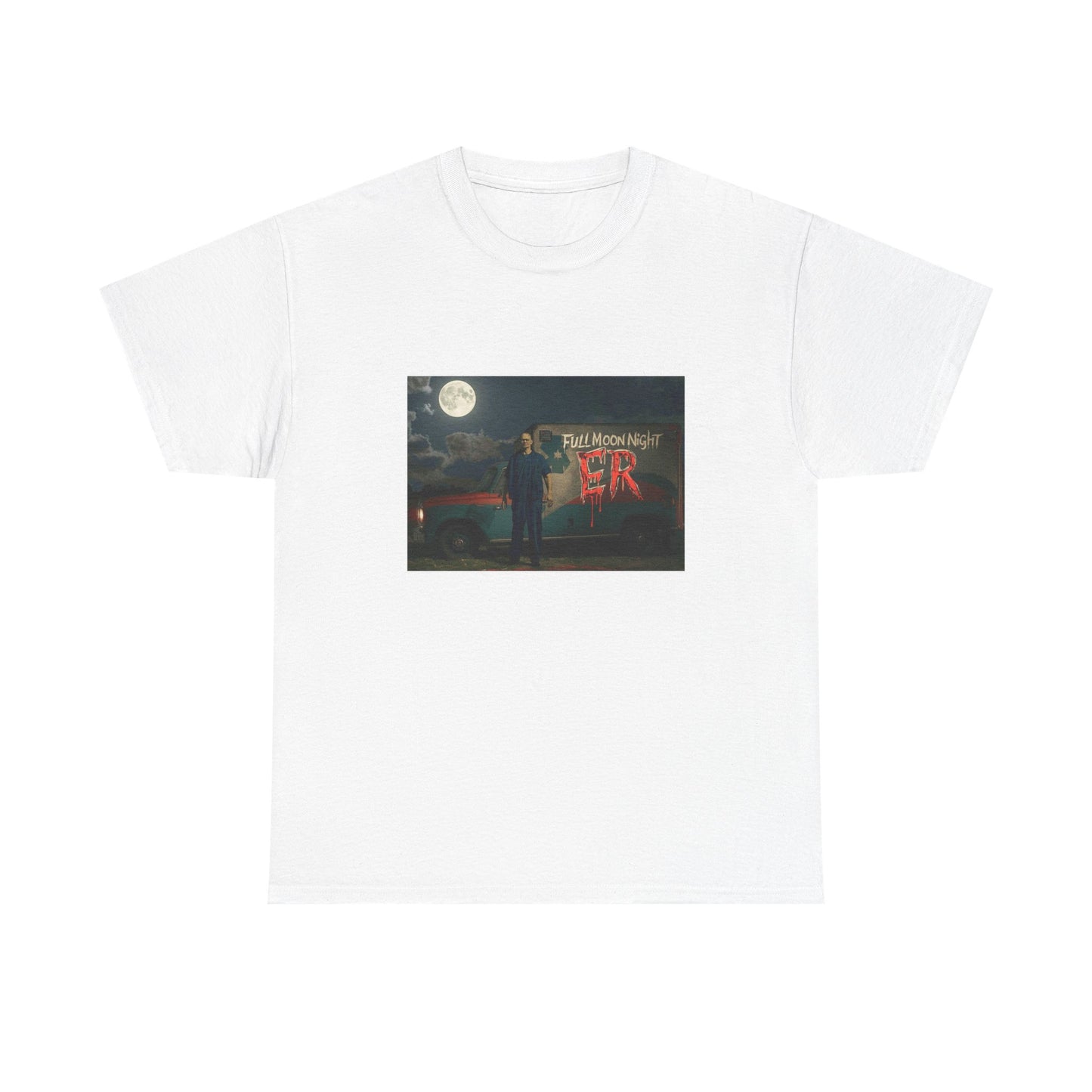 Full Moon Night Unisex Heavy Cotton Tee | Halloween Shirt, Graphic Tee, Gift for Night Owls, Horror Fans, Spooky Vibes