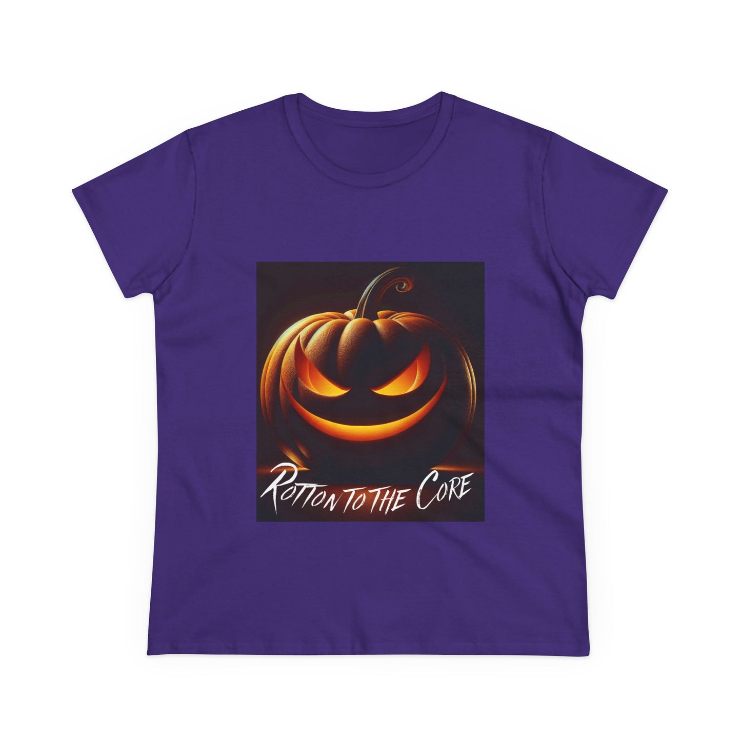 Women's Halloween T-Shirt - "Rotten to the Core" Pumpkin Tee, Fall Fashion, Spooky Season, Costume Party, Gift for Her