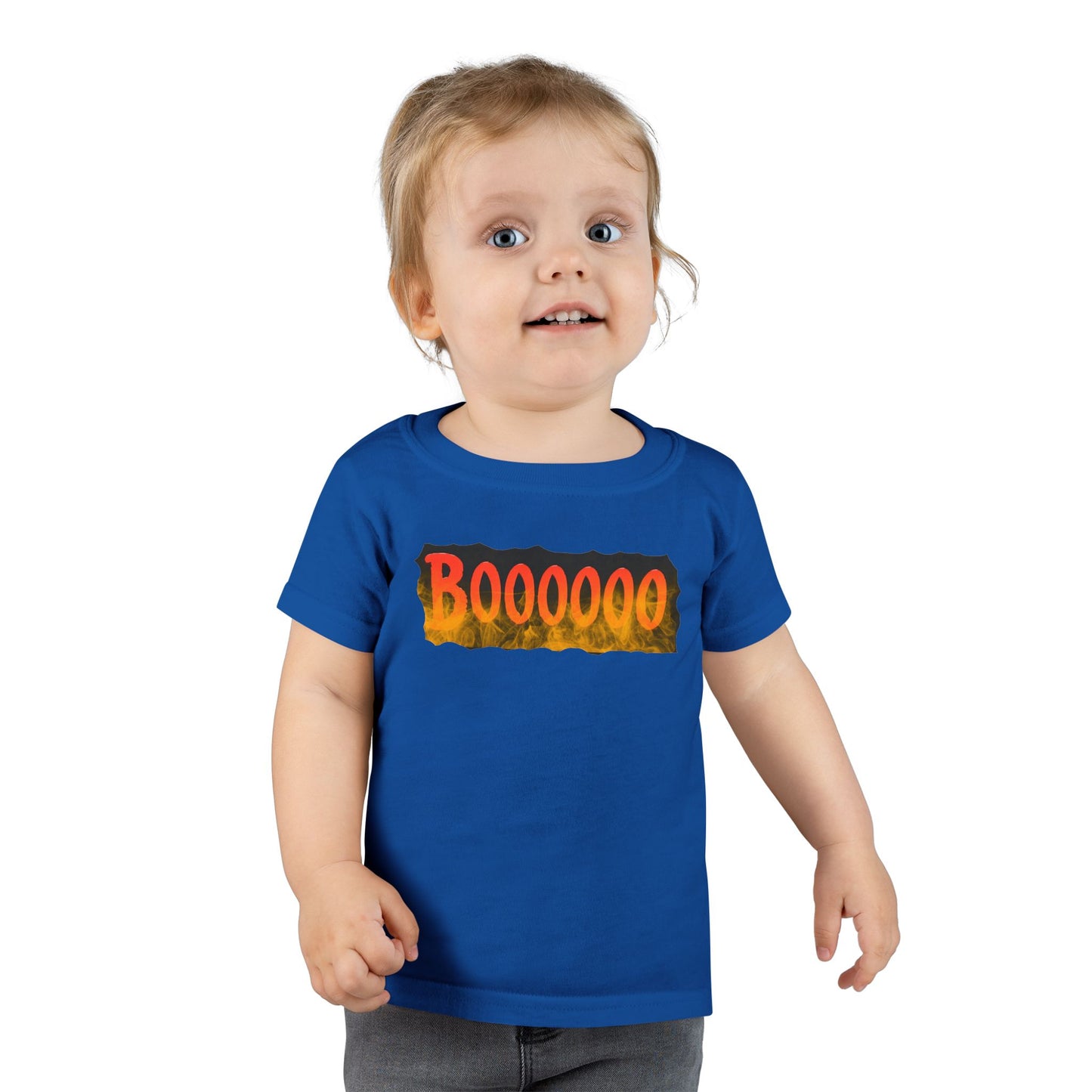 Toddler T-shirt with Halloween 'Boooo' Flames Design