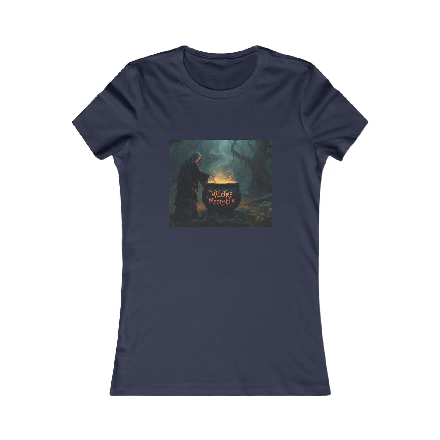 T-Shirt - Halloween Witch Stirring Cauldron in Spooky Forest