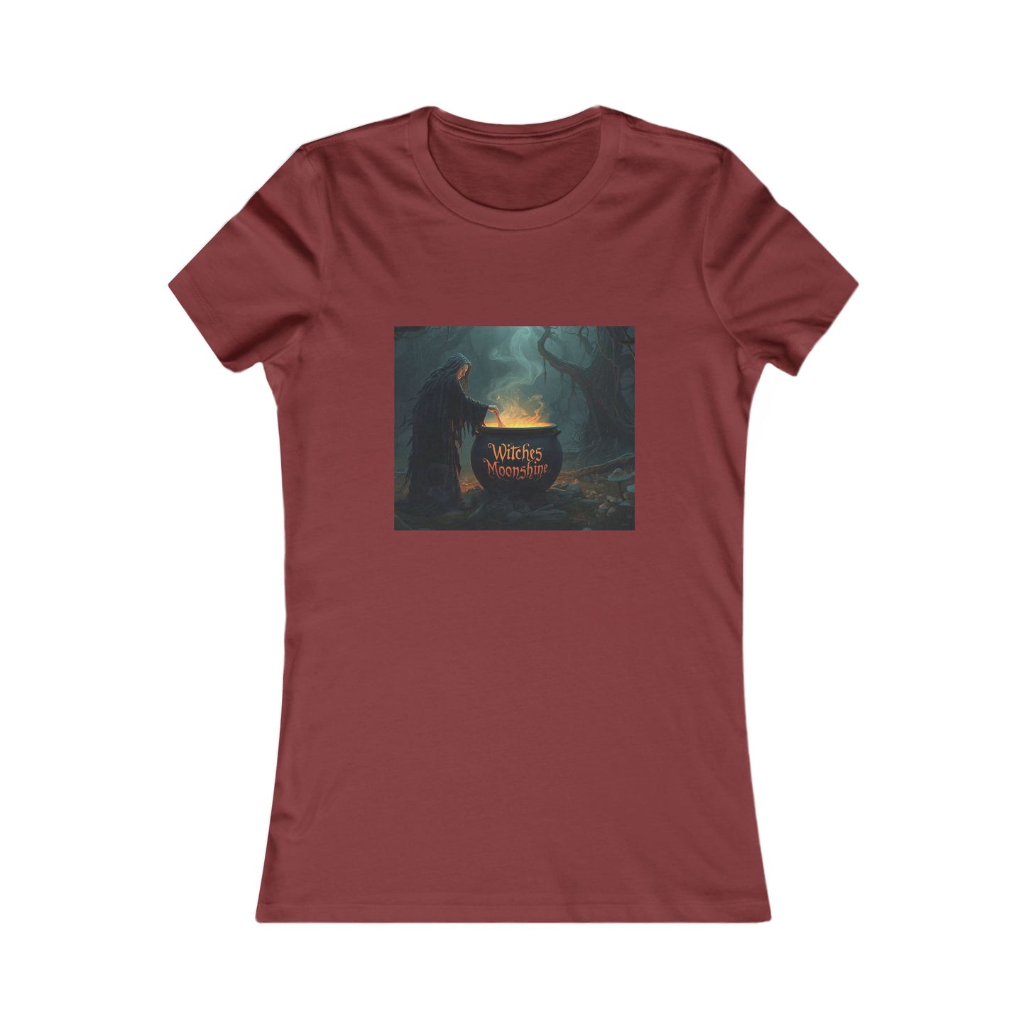 T-Shirt - Halloween Witch Stirring Cauldron in Spooky Forest