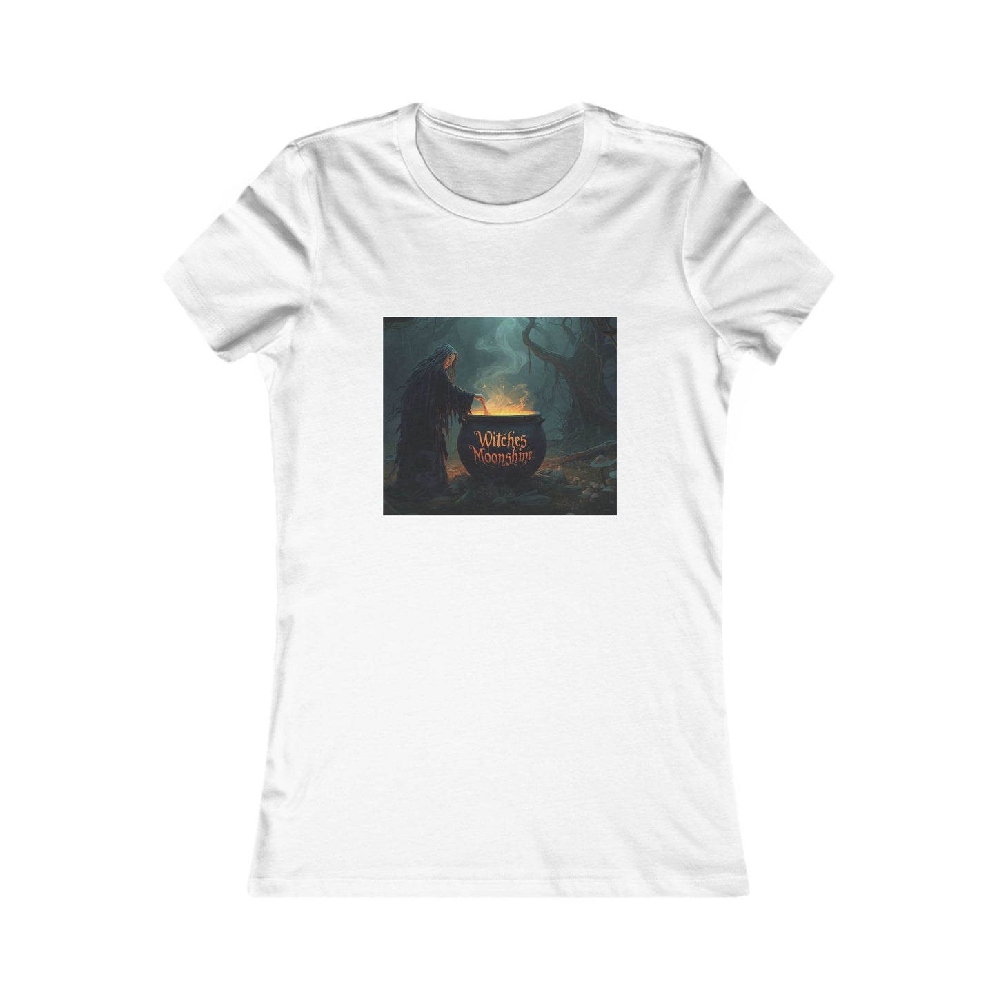 T-Shirt - Halloween Witch Stirring Cauldron in Spooky Forest