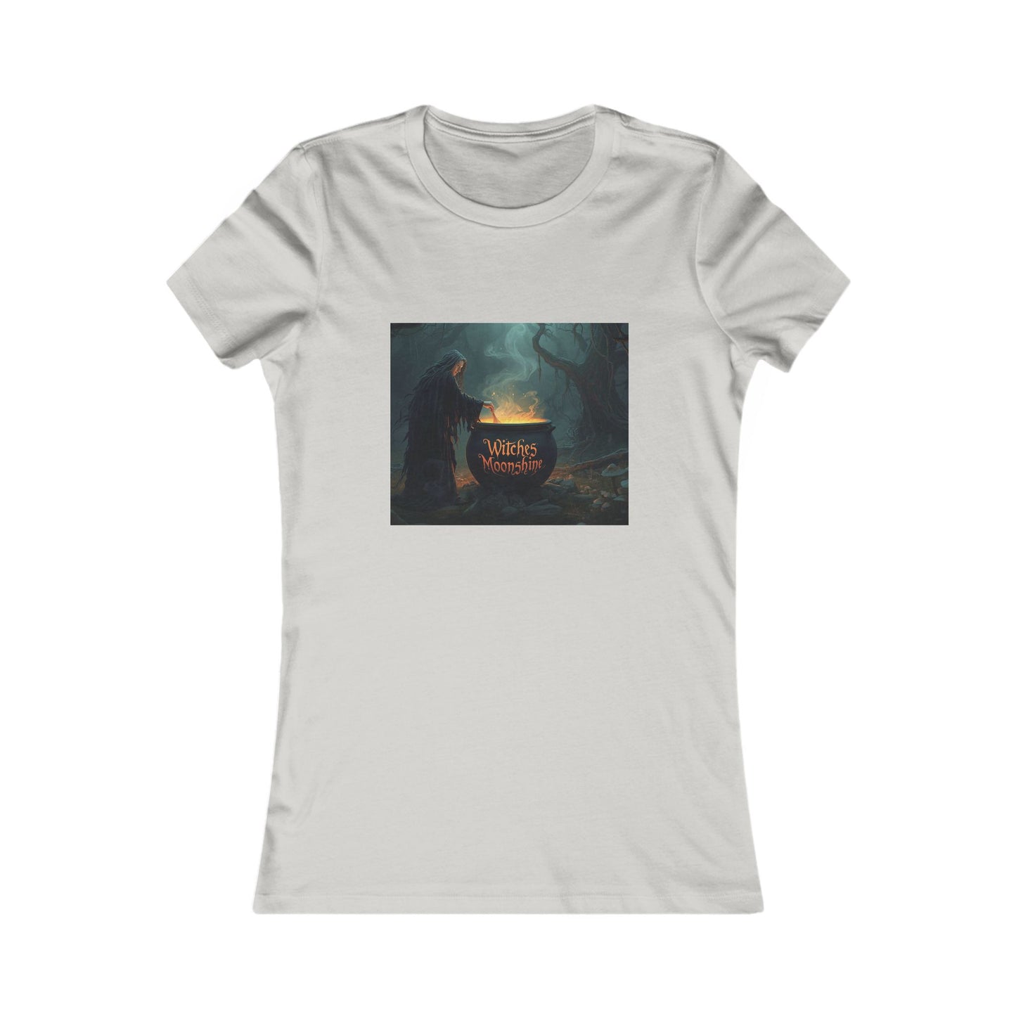 T-Shirt - Halloween Witch Stirring Cauldron in Spooky Forest