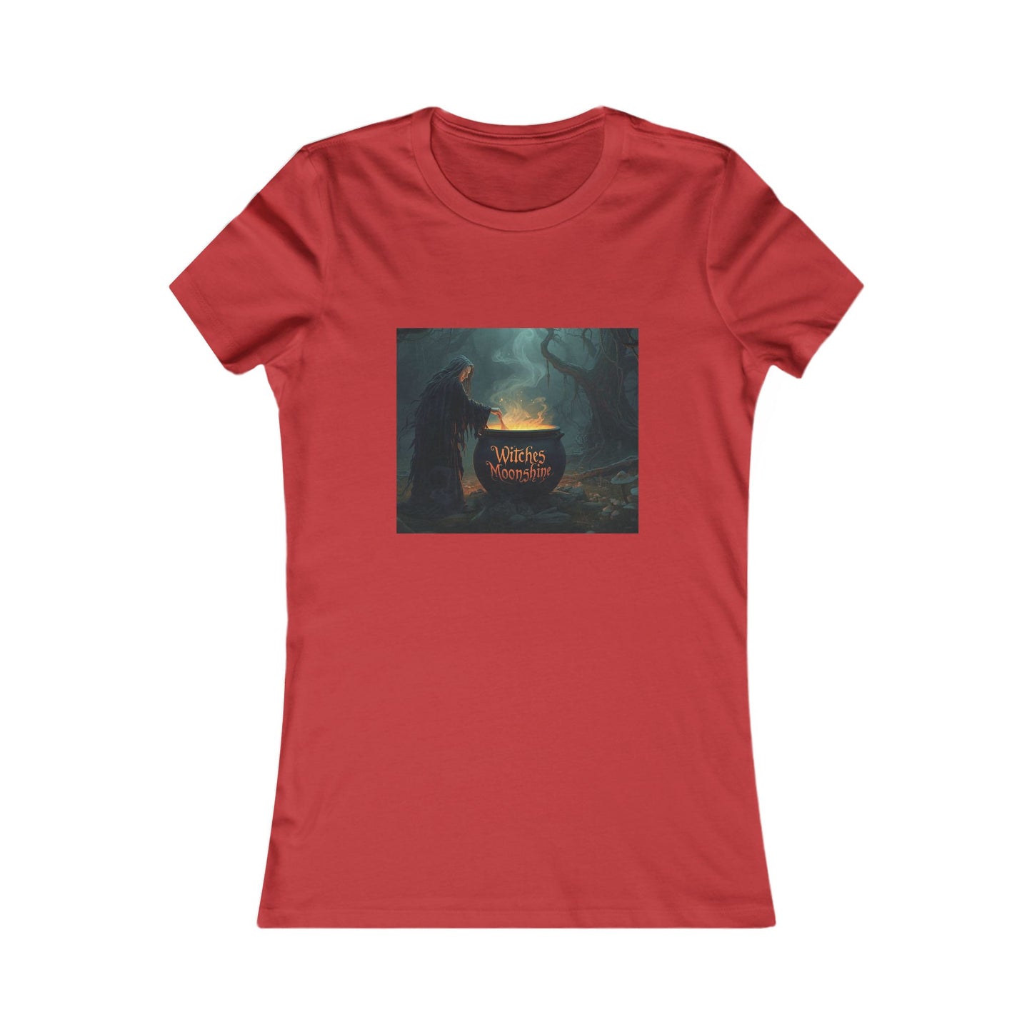 T-Shirt - Halloween Witch Stirring Cauldron in Spooky Forest