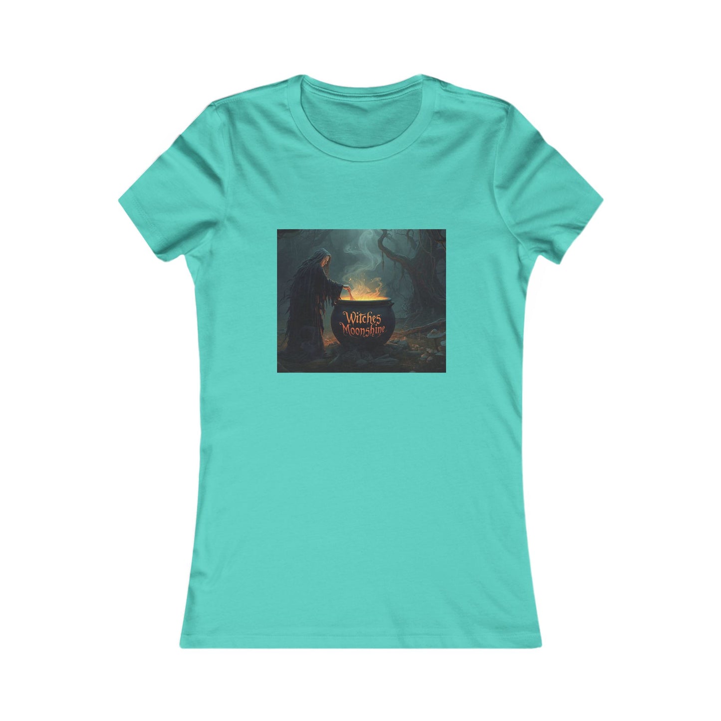 T-Shirt - Halloween Witch Stirring Cauldron in Spooky Forest