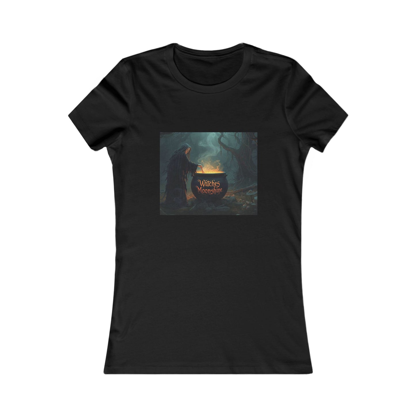 T-Shirt - Halloween Witch Stirring Cauldron in Spooky Forest