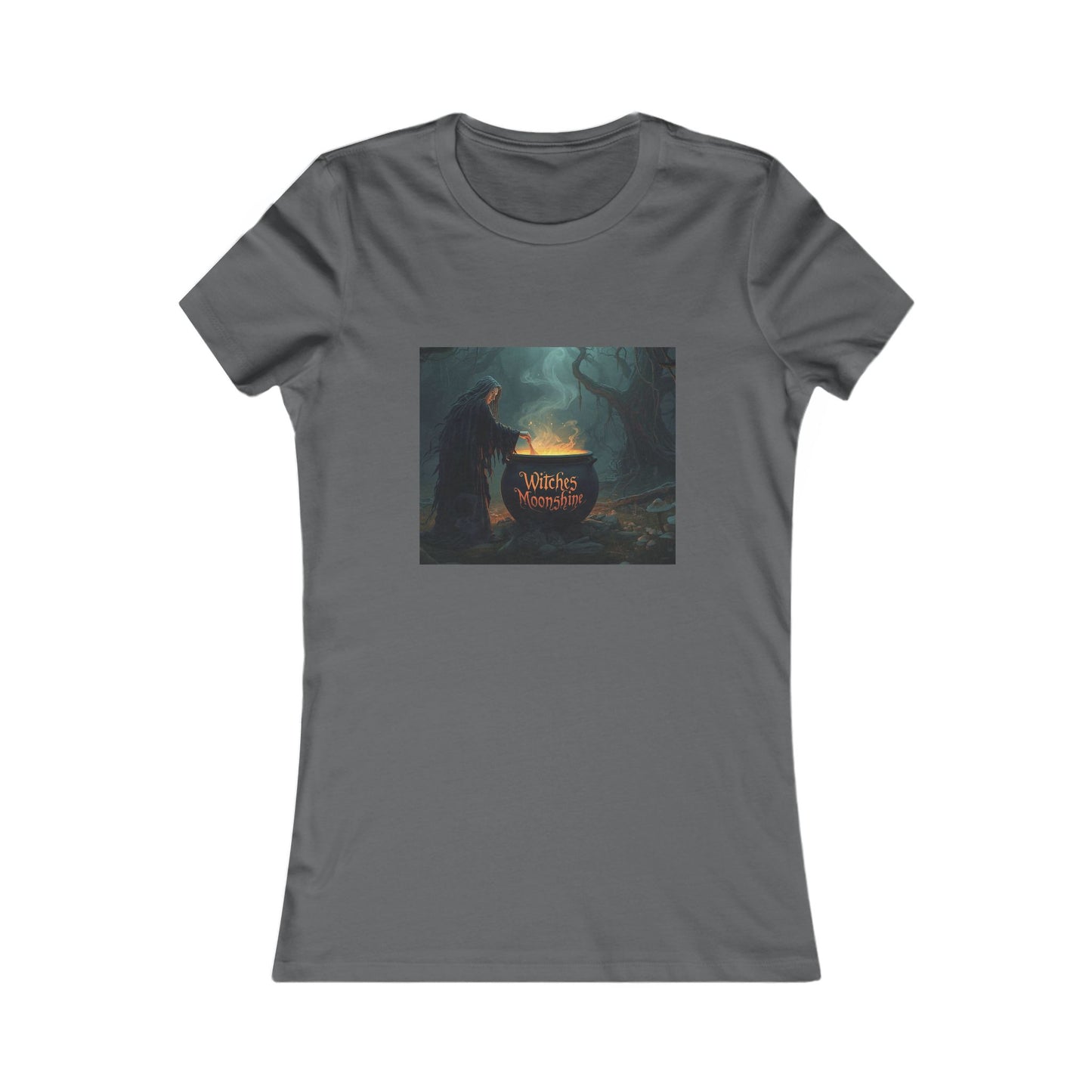 T-Shirt - Halloween Witch Stirring Cauldron in Spooky Forest