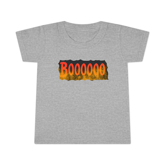Toddler T-shirt with Halloween 'Boooo' Flames Design