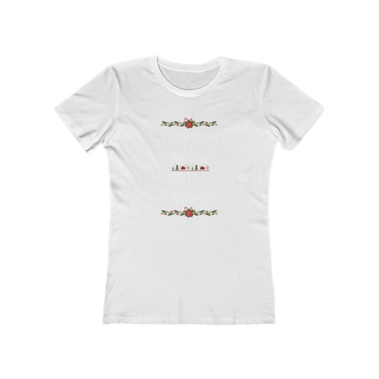 Christmas Sayings Women's Boyfriend Tee, Festive Holiday T-Shirt, Xmas Starts at Home, Fun & Cheerful Tee, Womens Christmas Top