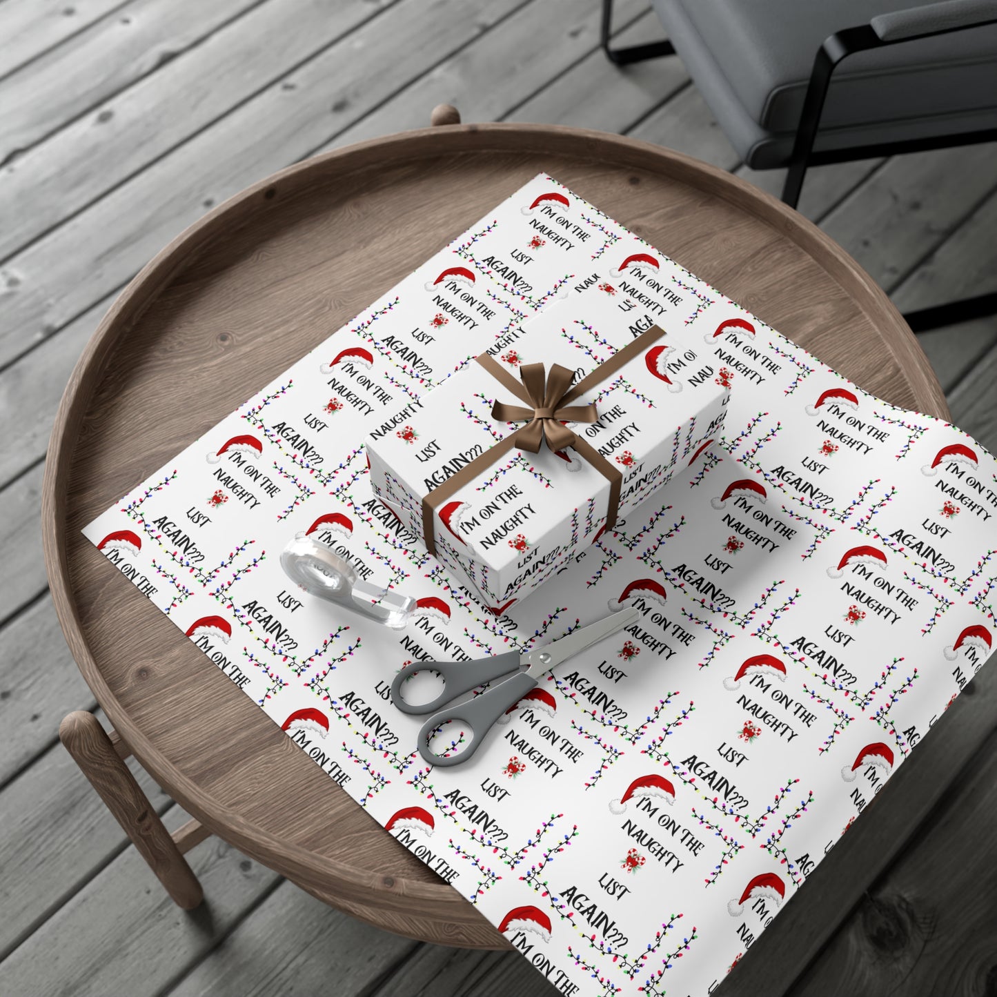 Whimsical Holiday Gift Wrap Paper, Fun Christmas Wrapping Paper, Naughty List Wrap, Festive Paper for Gifts, Holiday Decor